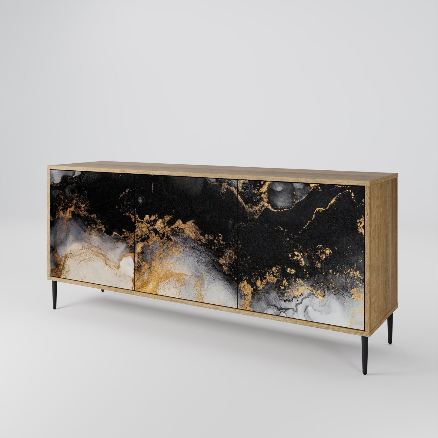 MARBLE OF TOMMORROW 3-Door Sideboard in Oak Effect