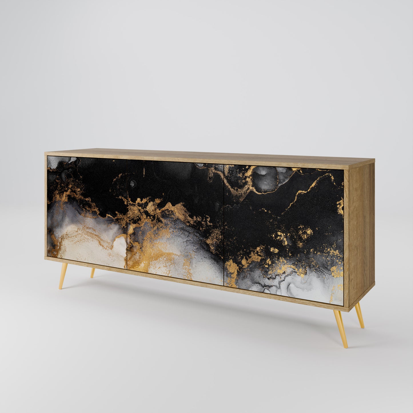MARBLE OF TOMMORROW 3-Door Sideboard in Oak Effect