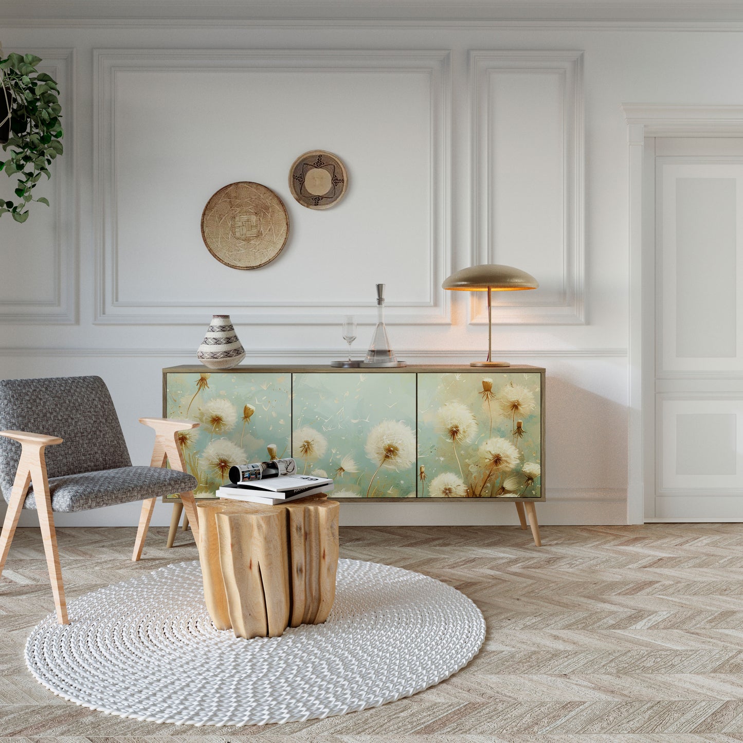 DREAMY MEADOW 3-Door Sideboard in Oak Effect