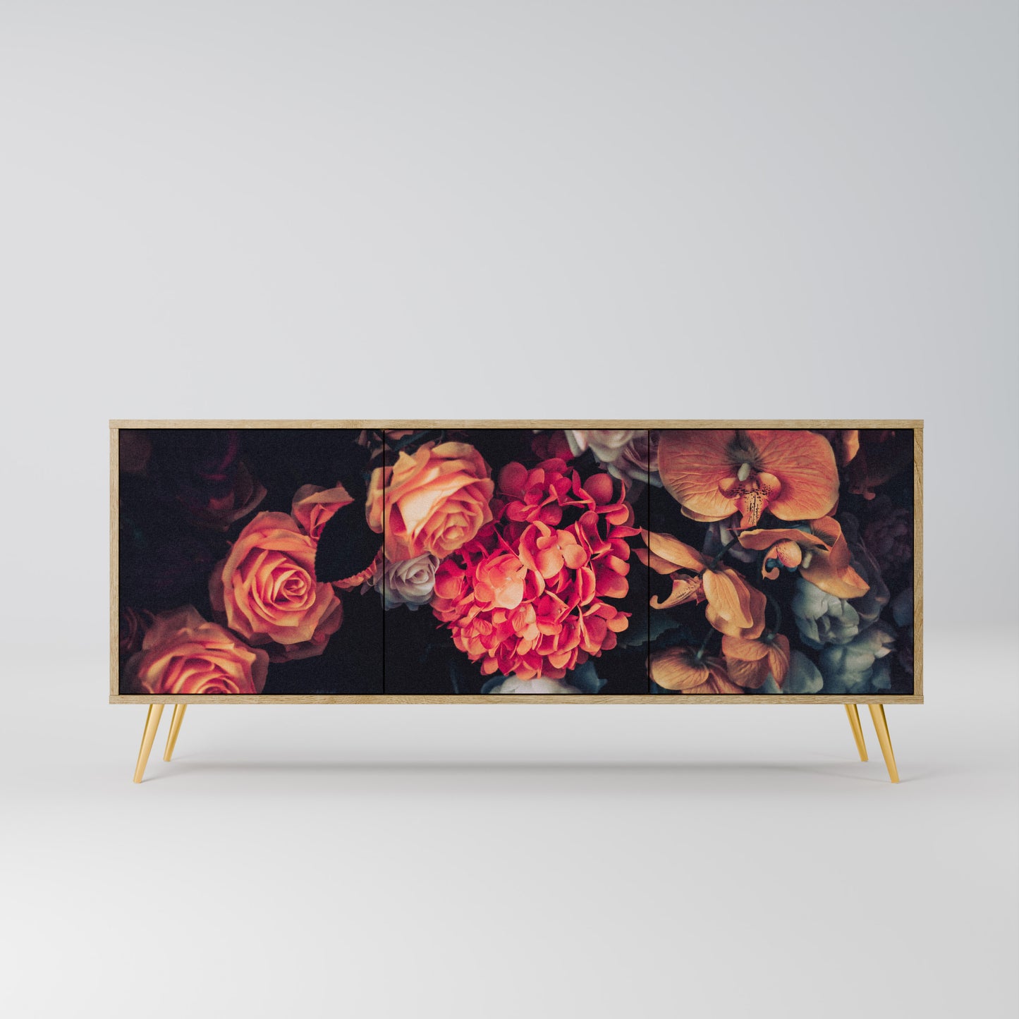 NEVERENDING BLOOM 3-Door Sideboard in Oak Effect