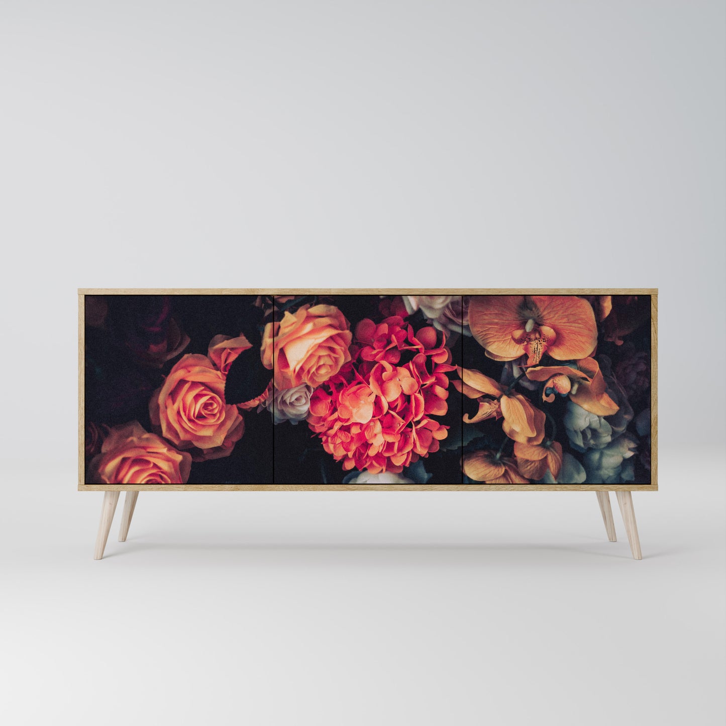 NEVERENDING BLOOM 3-Door Sideboard in Oak Effect