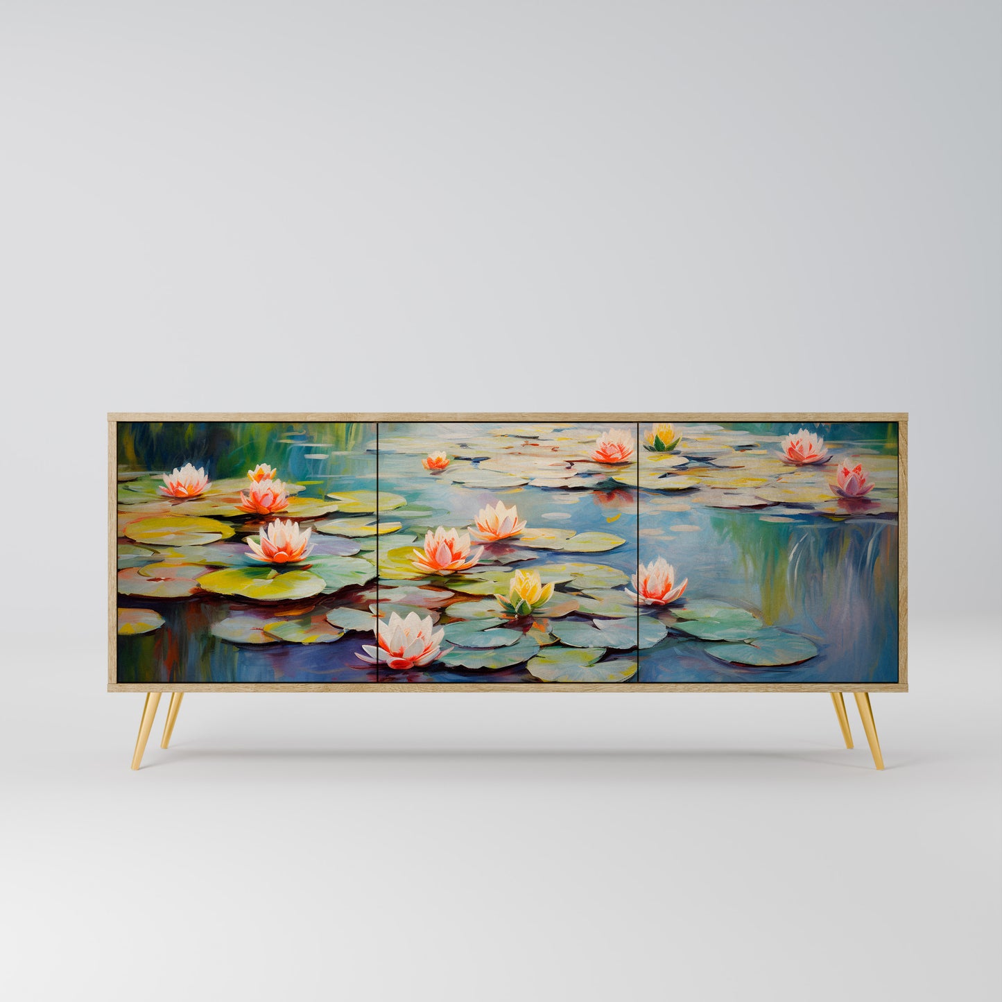 BLOOMING WATERS 3-dörrars skänk i ekeffekt