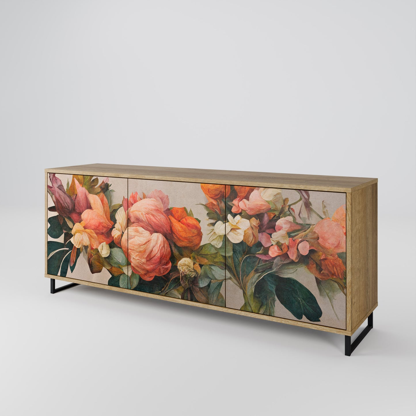 STYLISH BEAUTY 3-Door Sideboard in Oak Effect