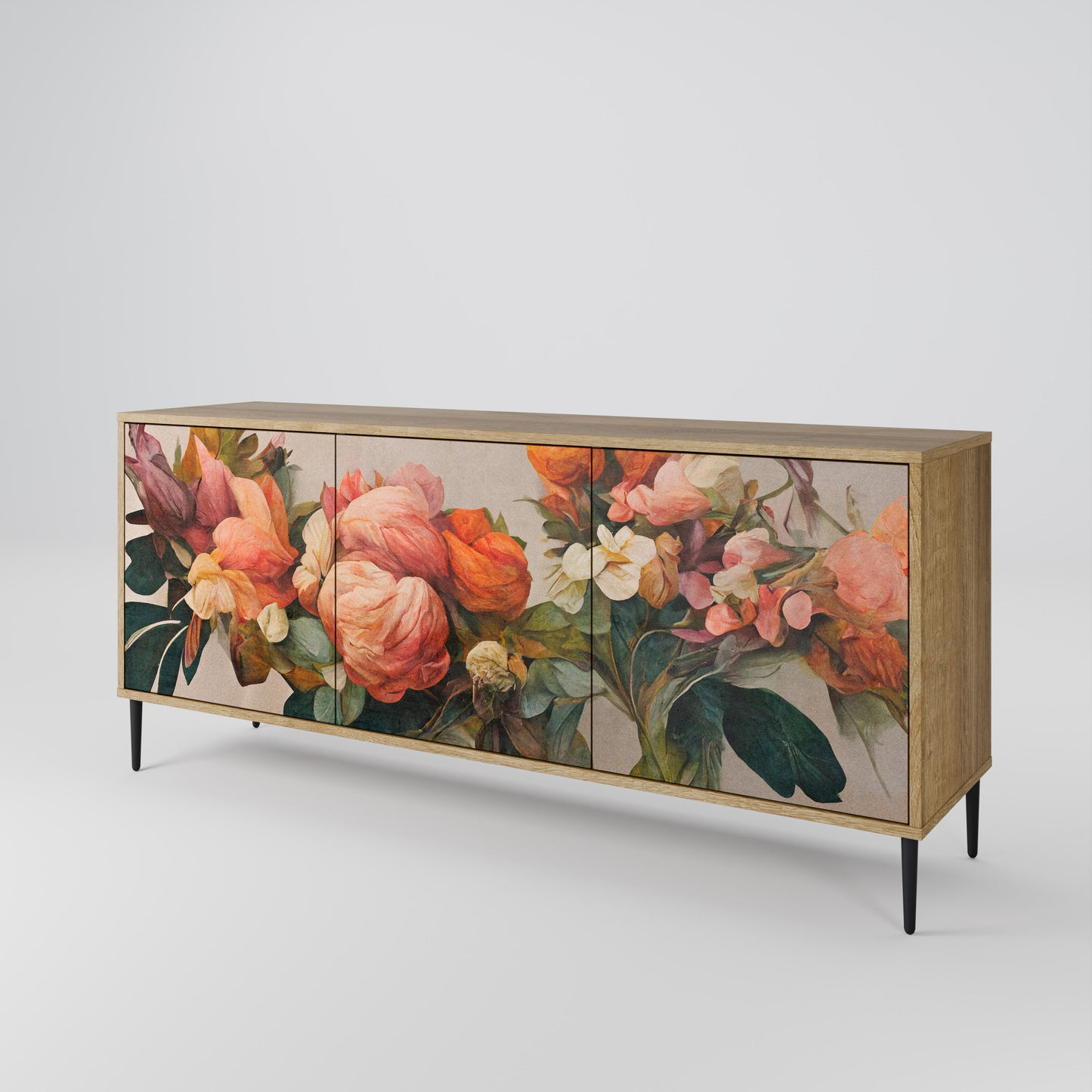 STYLISH BEAUTY 3-Door Sideboard in Oak Effect