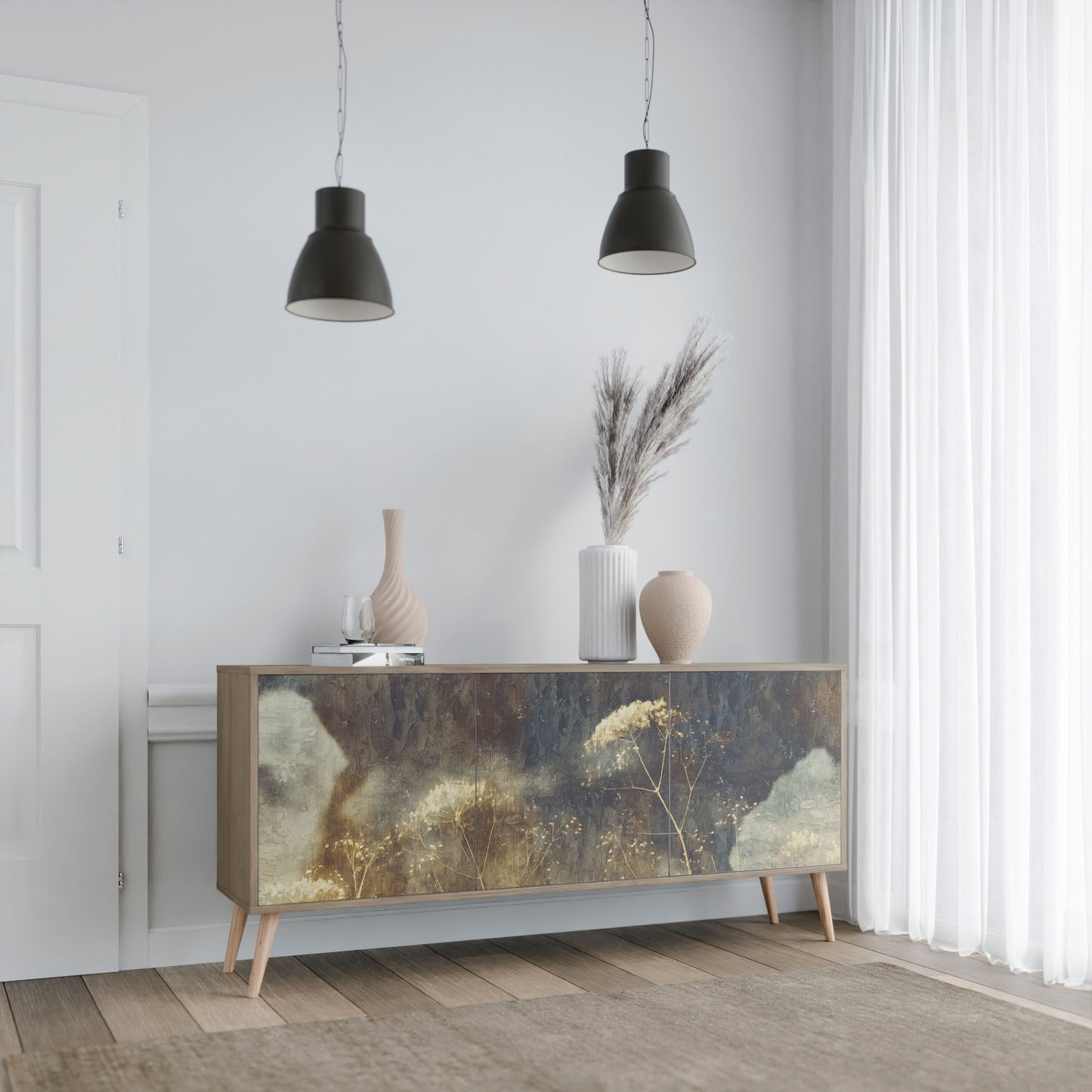 GENTLE POWER 3-Door Sideboard in Oak Effect