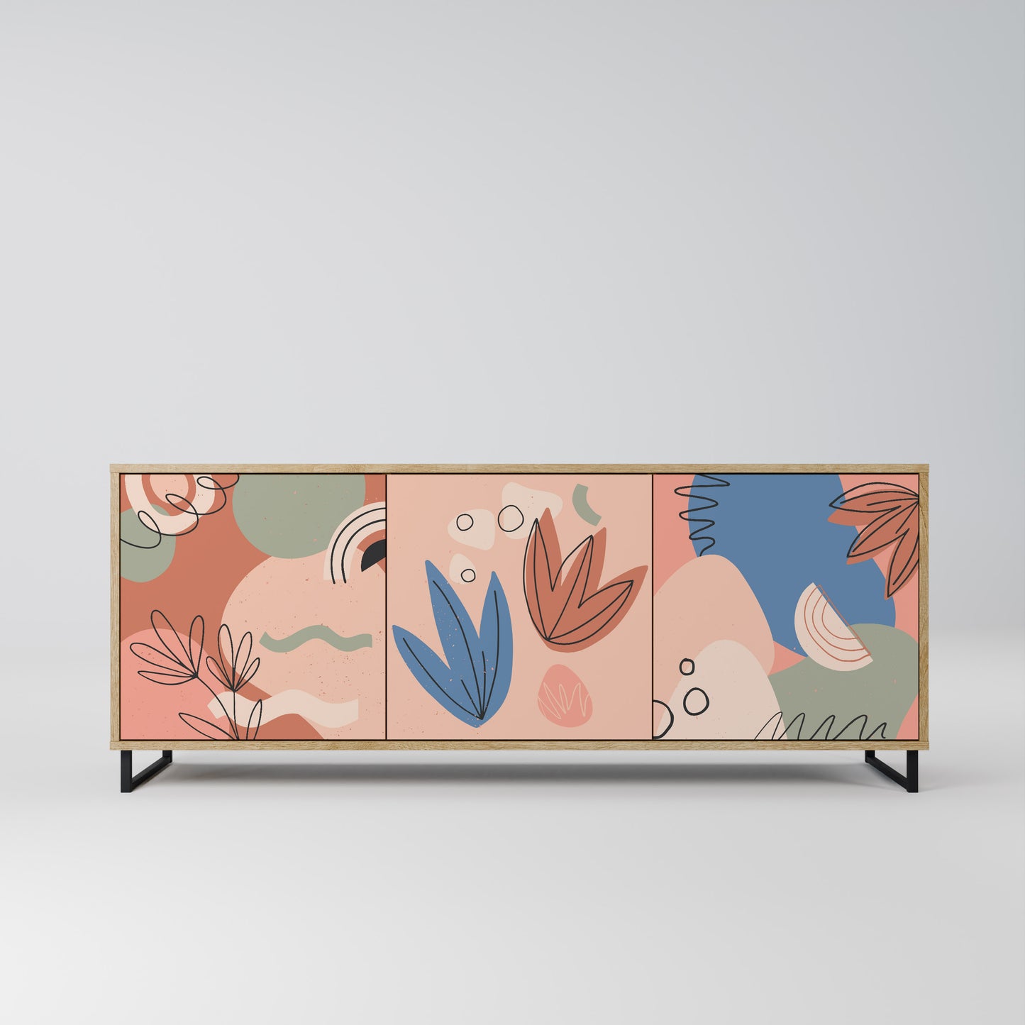 PASTEL DESTINY 3-Door Sideboard in Oak Effect