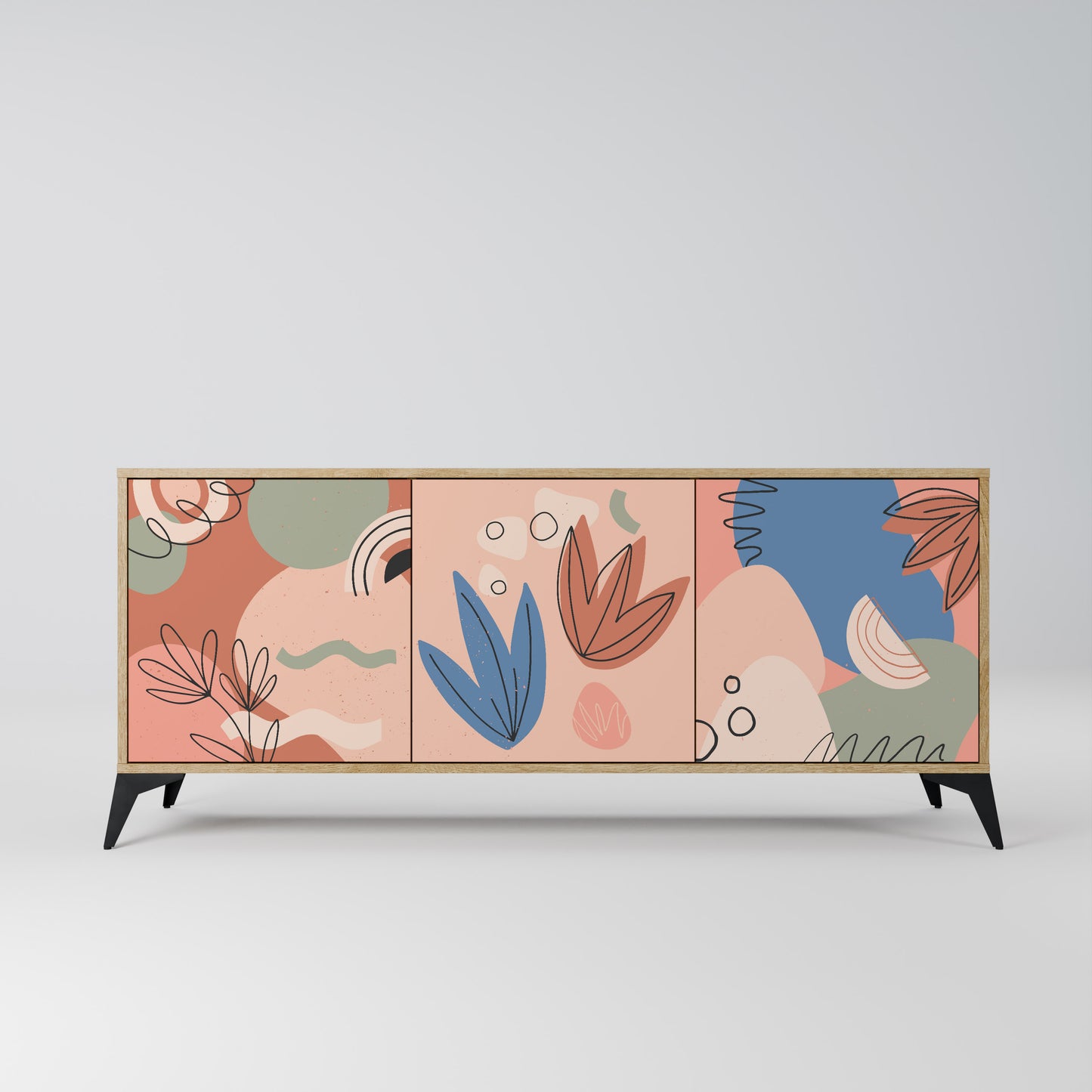 PASTEL DESTINY 3-Door Sideboard in Oak Effect
