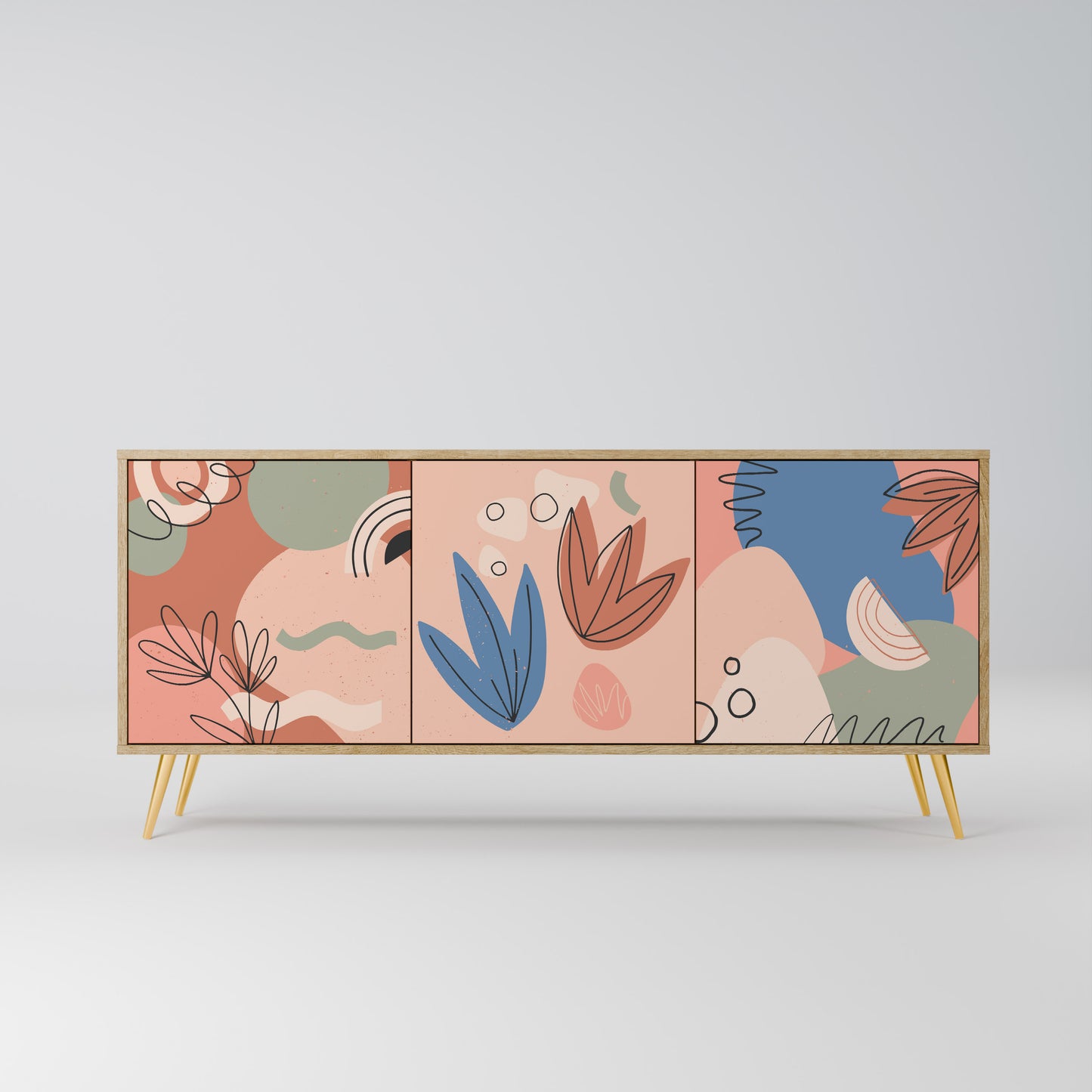 PASTEL DESTINY 3-Door Sideboard in Oak Effect