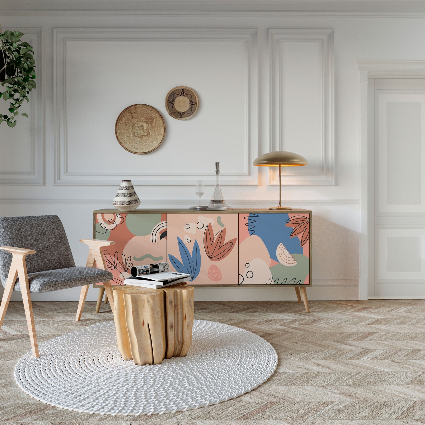 PASTEL DESTINY 3-Door Sideboard in Oak Effect