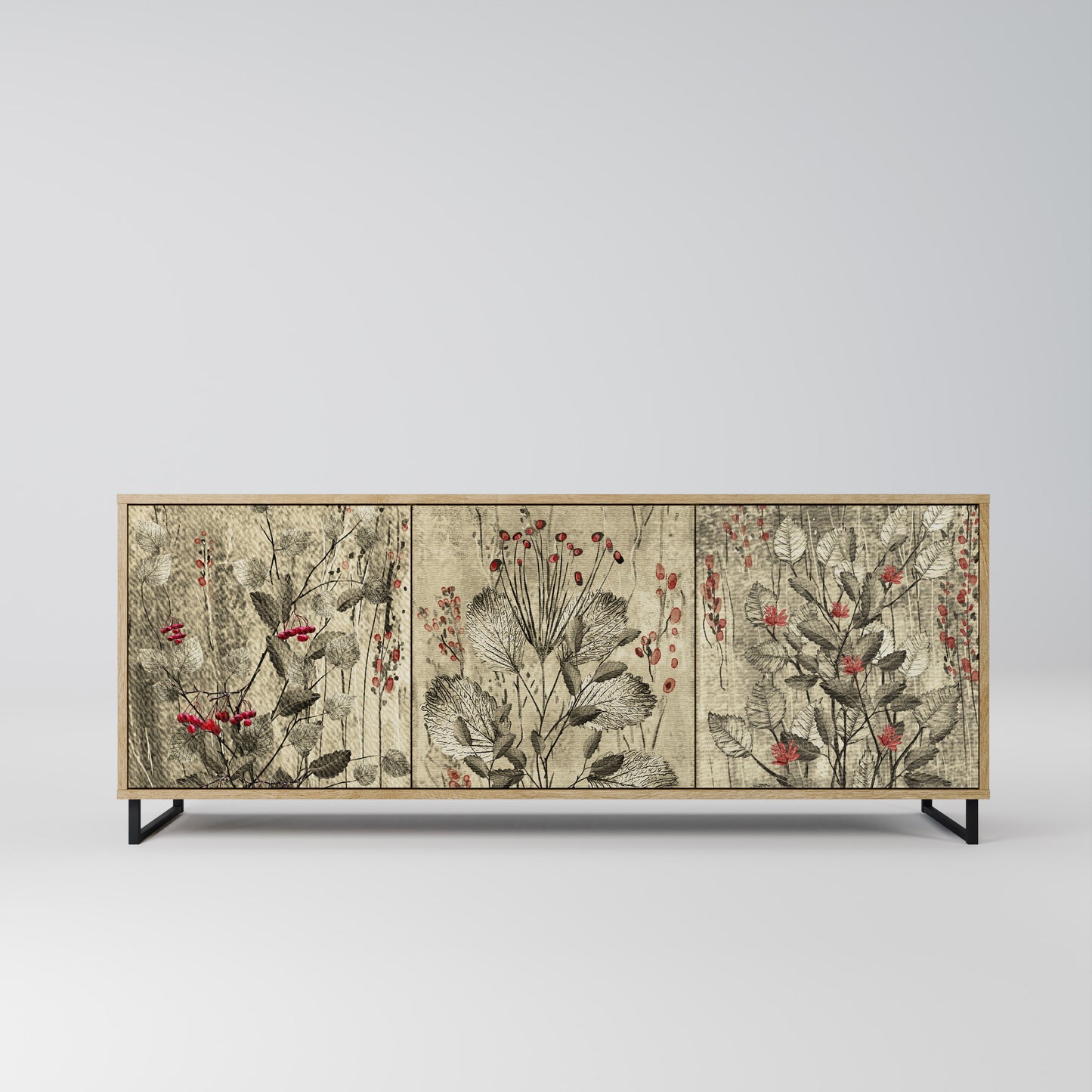 HERBAL GRACE 3-Door Sideboard in Oak Effect