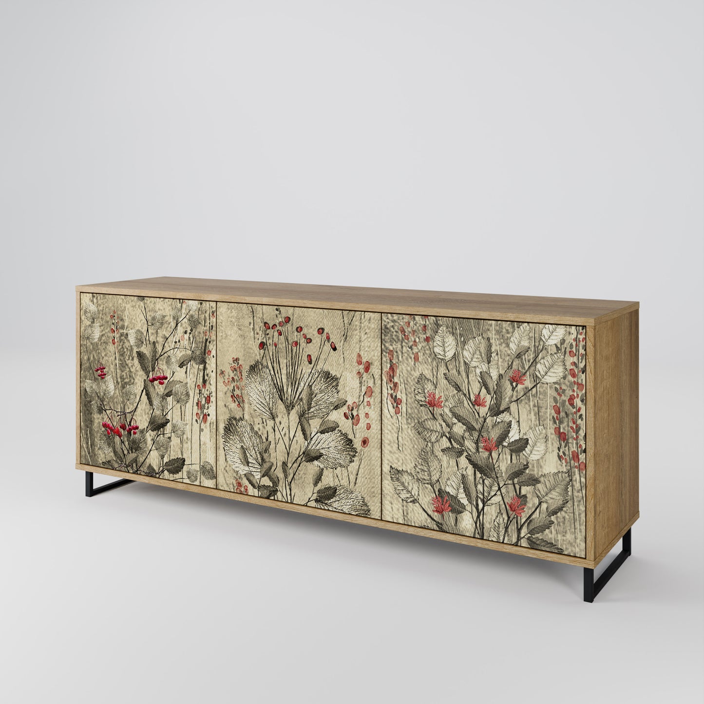 HERBAL GRACE 3-Door Sideboard in Oak Effect