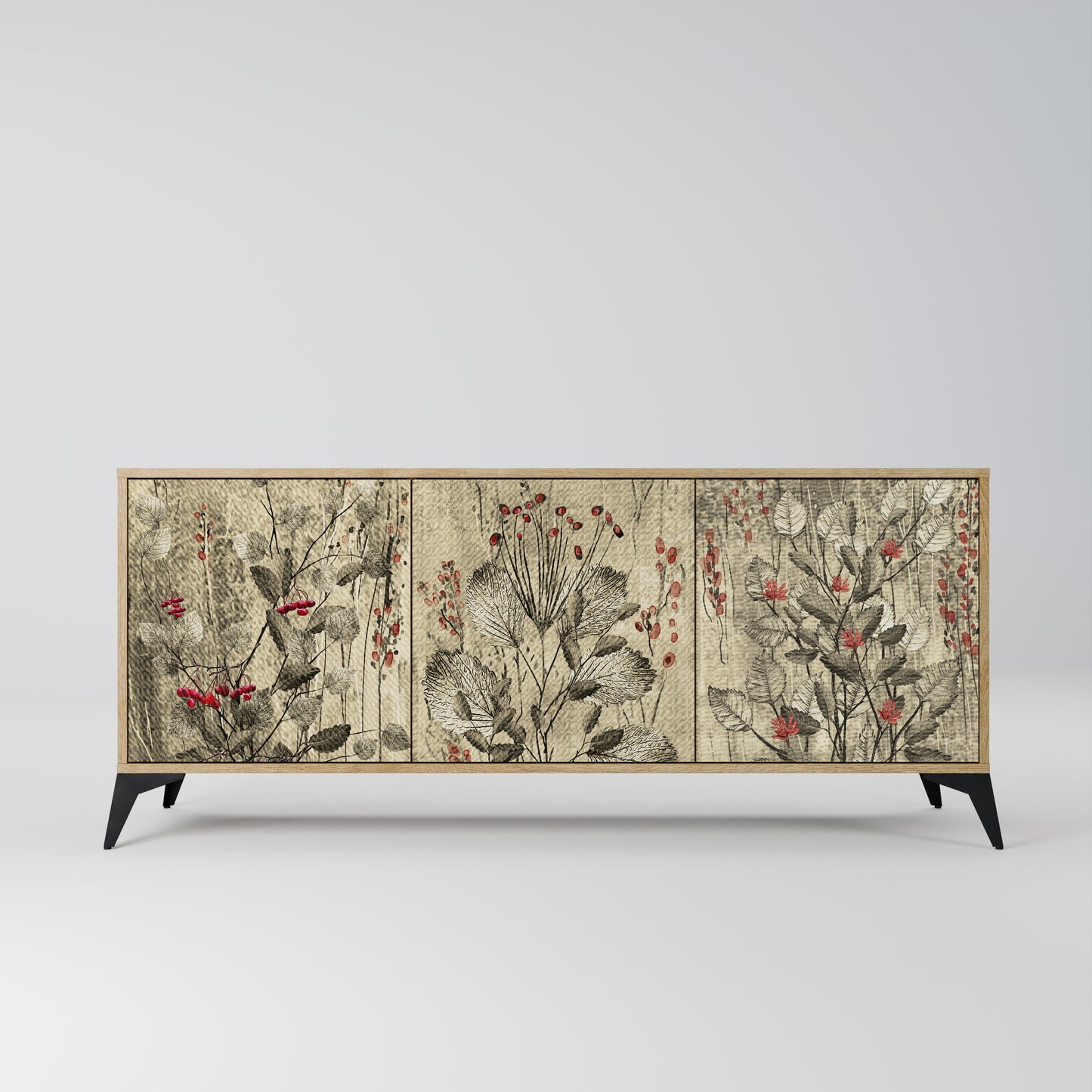 HERBAL GRACE 3-Door Sideboard in Oak Effect