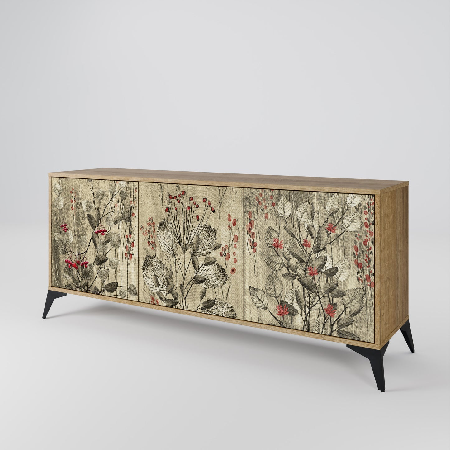 HERBAL GRACE 3-Door Sideboard in Oak Effect