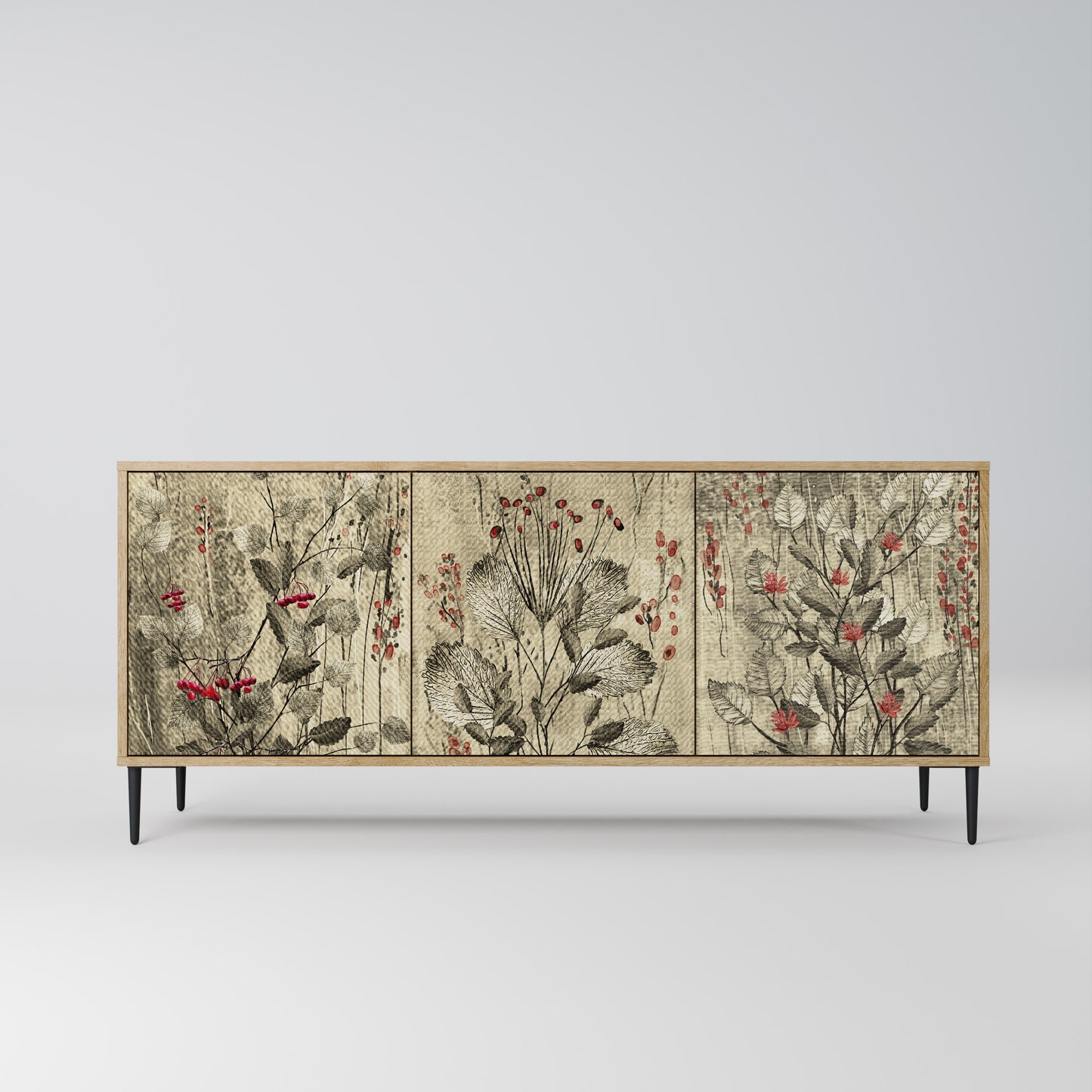 HERBAL GRACE 3-Door Sideboard in Oak Effect