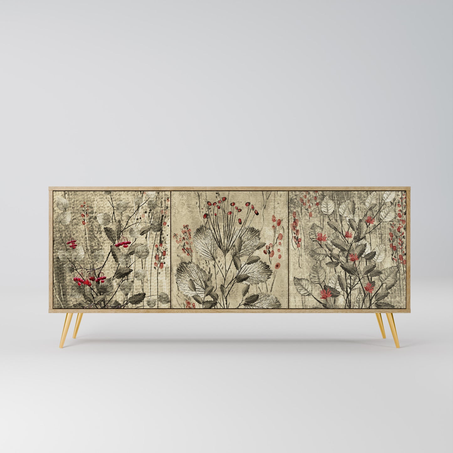 HERBAL GRACE 3-Door Sideboard in Oak Effect