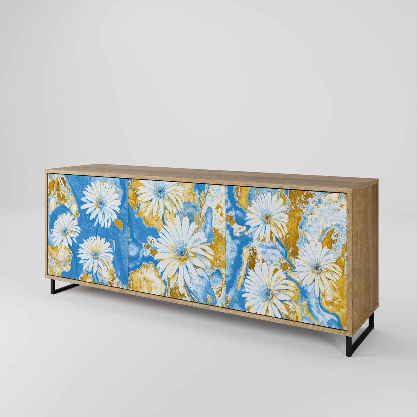 DAISY LUXE 3-Door Sideboard in Oak Effect