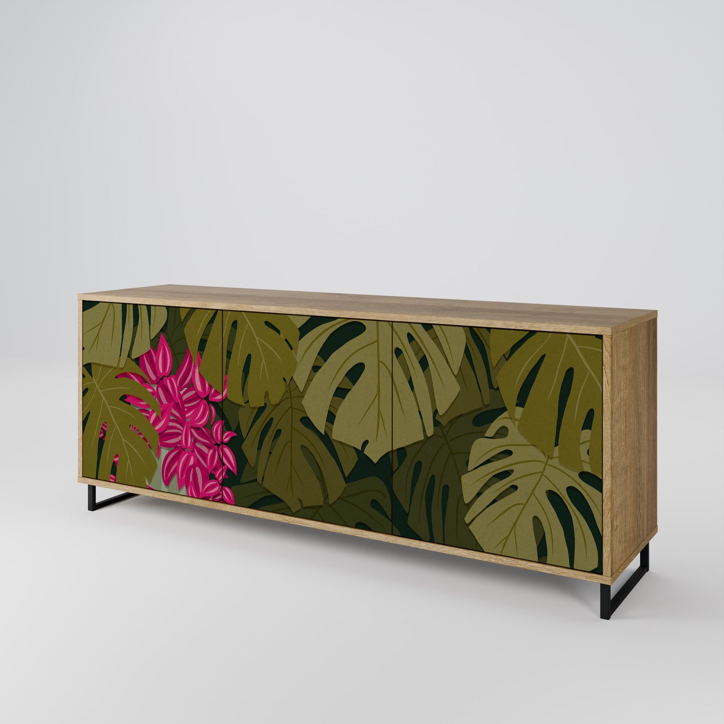 TROPICAL BEAUTY 3-Door Sideboard in Oak Effect