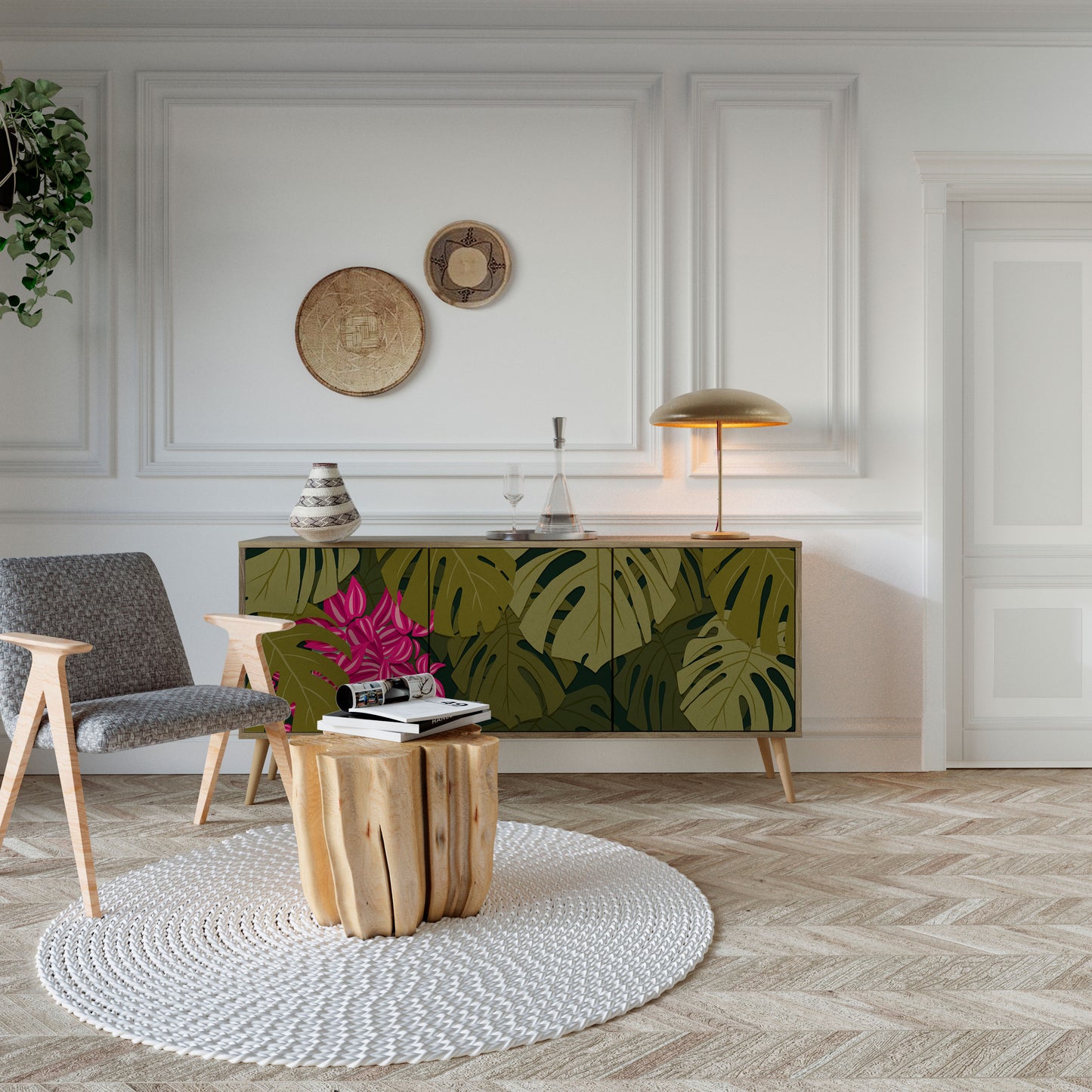 TROPICAL BEAUTY 3-Door Sideboard in Oak Effect