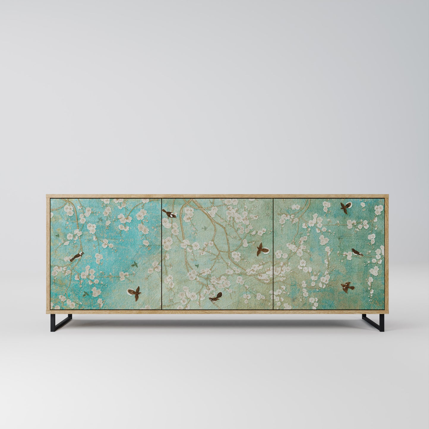 BLOOMING CHARM 3-Door Sideboard in Oak Effect