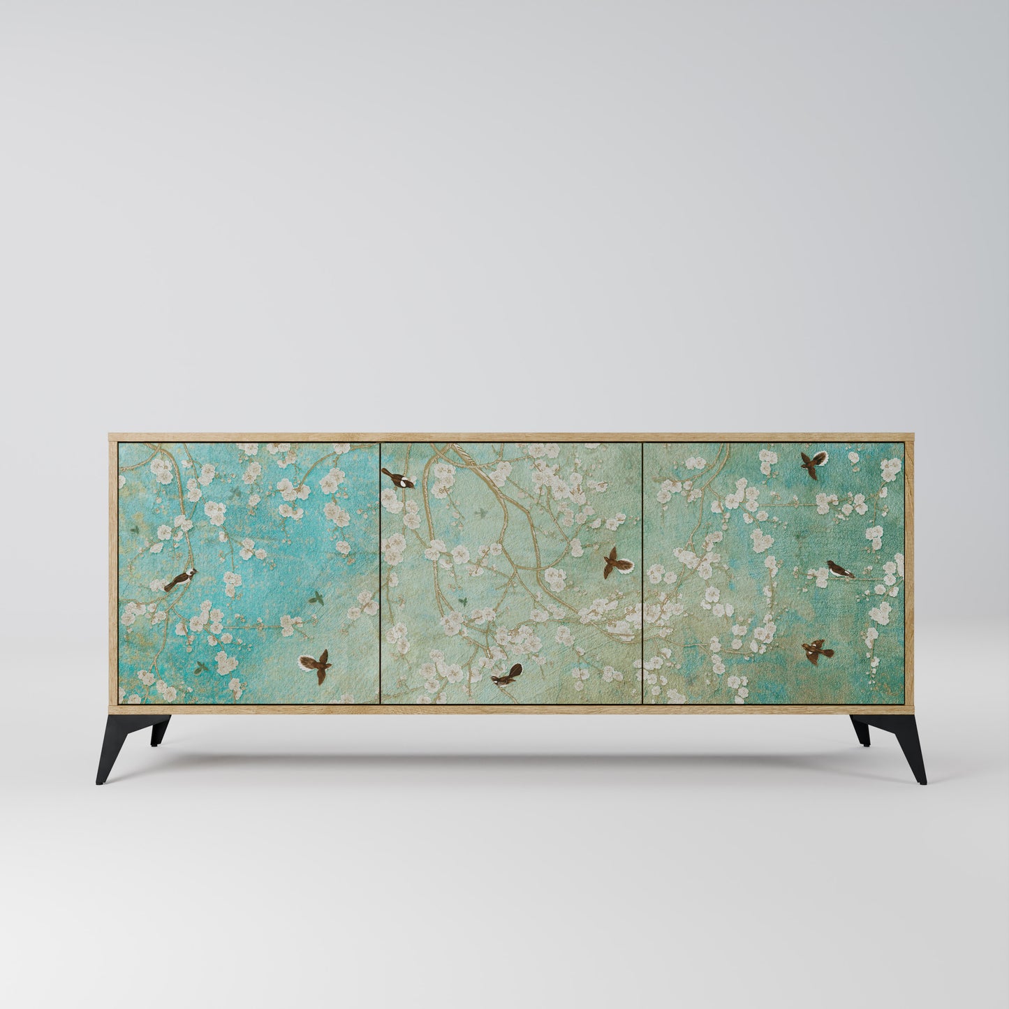 BLOOMING CHARM 3-Door Sideboard in Oak Effect