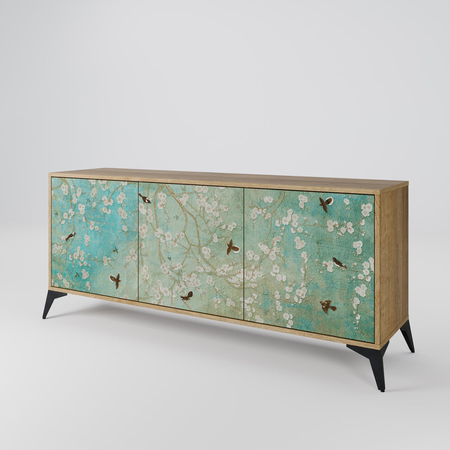 BLOOMING CHARM 3-Door Sideboard in Oak Effect