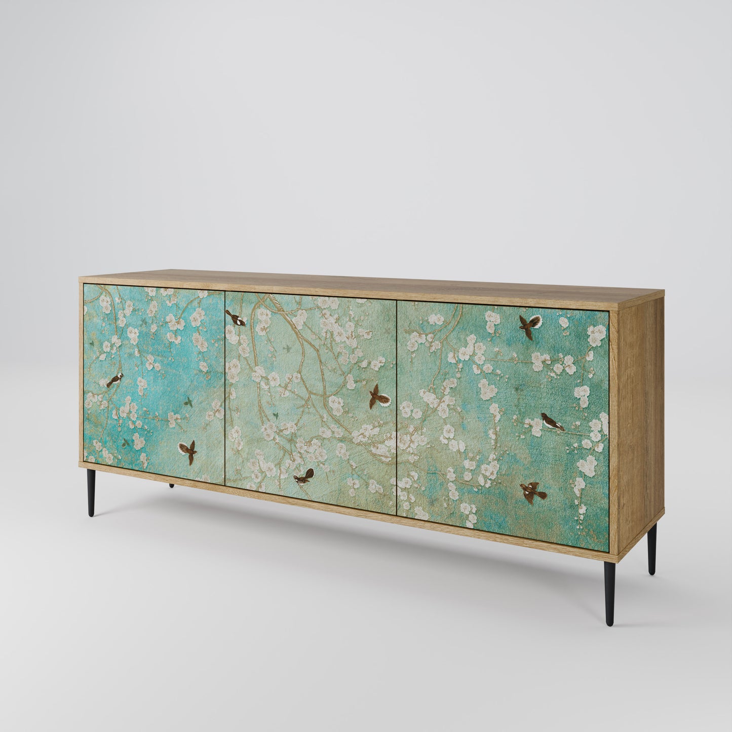 BLOOMING CHARM 3-Door Sideboard in Oak Effect