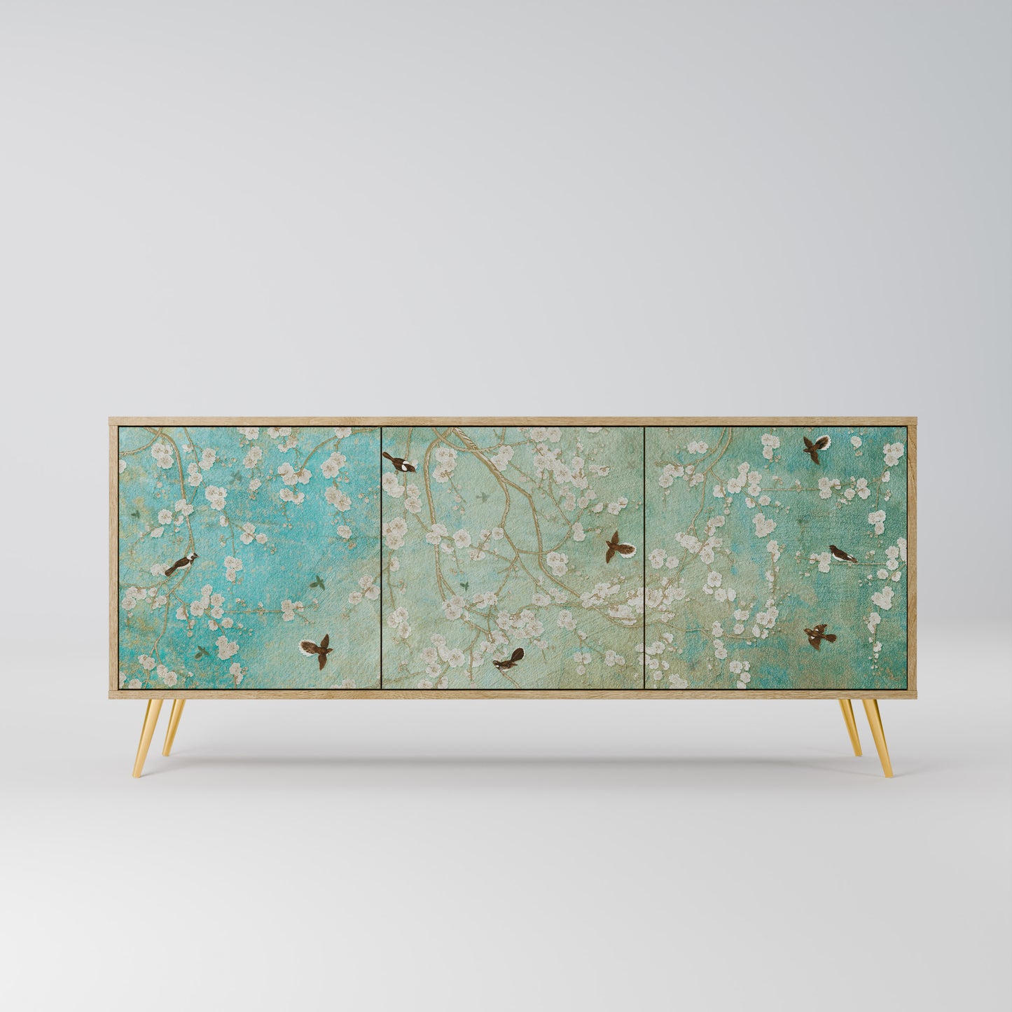BLOOMING CHARM 3-Door Sideboard in Oak Effect