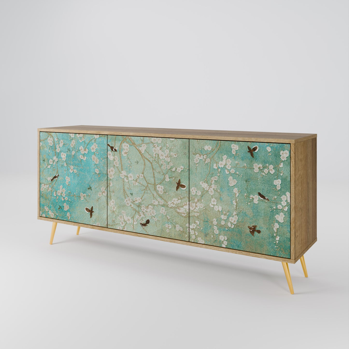 BLOOMING CHARM 3-Door Sideboard in Oak Effect