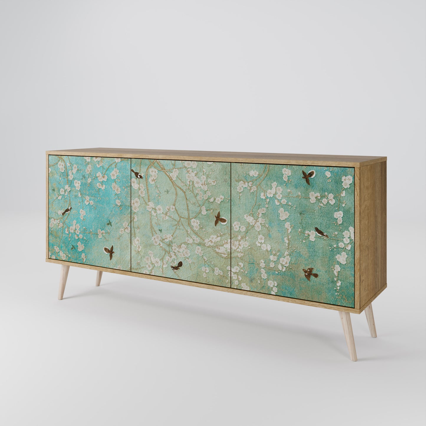 BLOOMING CHARM 3-Door Sideboard in Oak Effect