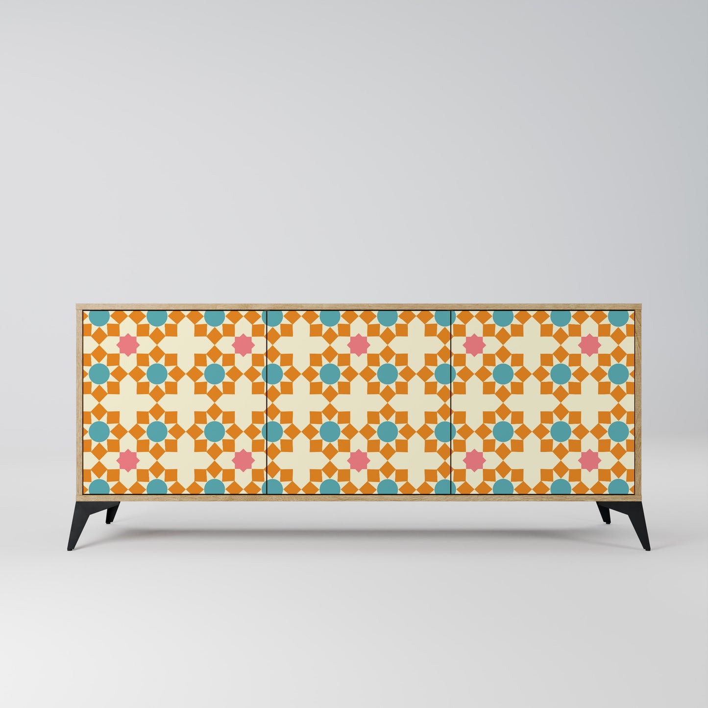 FLORAL DECOR 3-Door Sideboard in Oak Effect