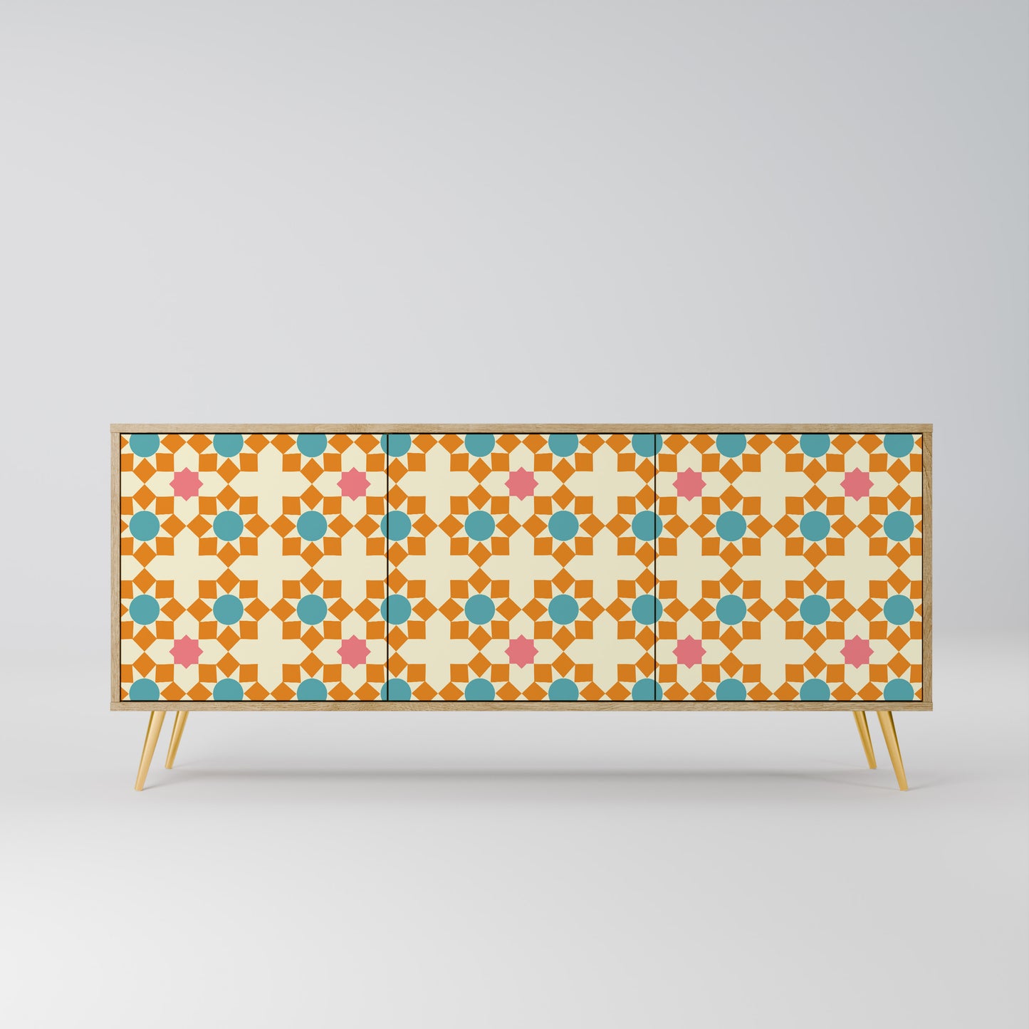 FLORAL DECOR 3-Door Sideboard in Oak Effect