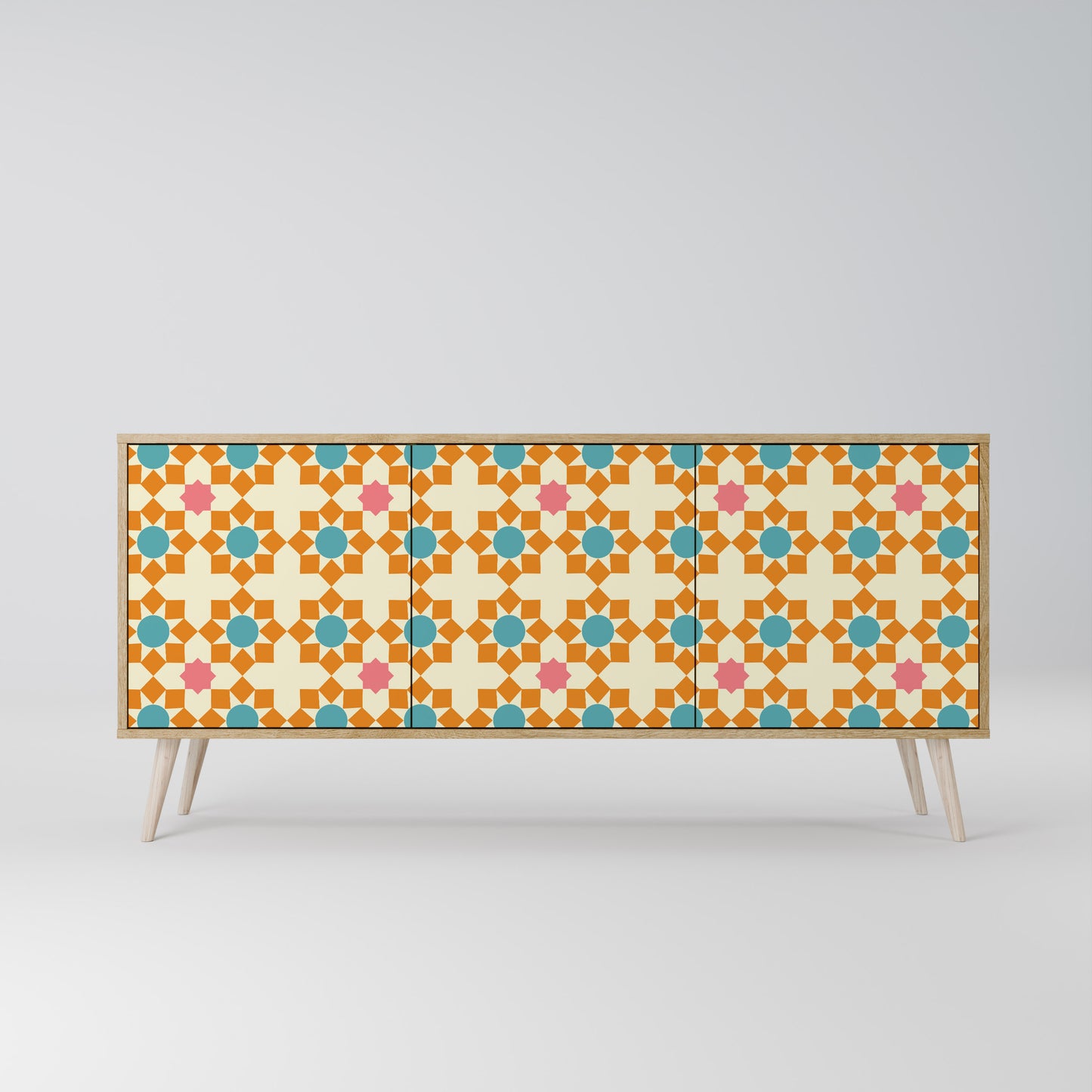 FLORAL DECOR 3-Door Sideboard in Oak Effect
