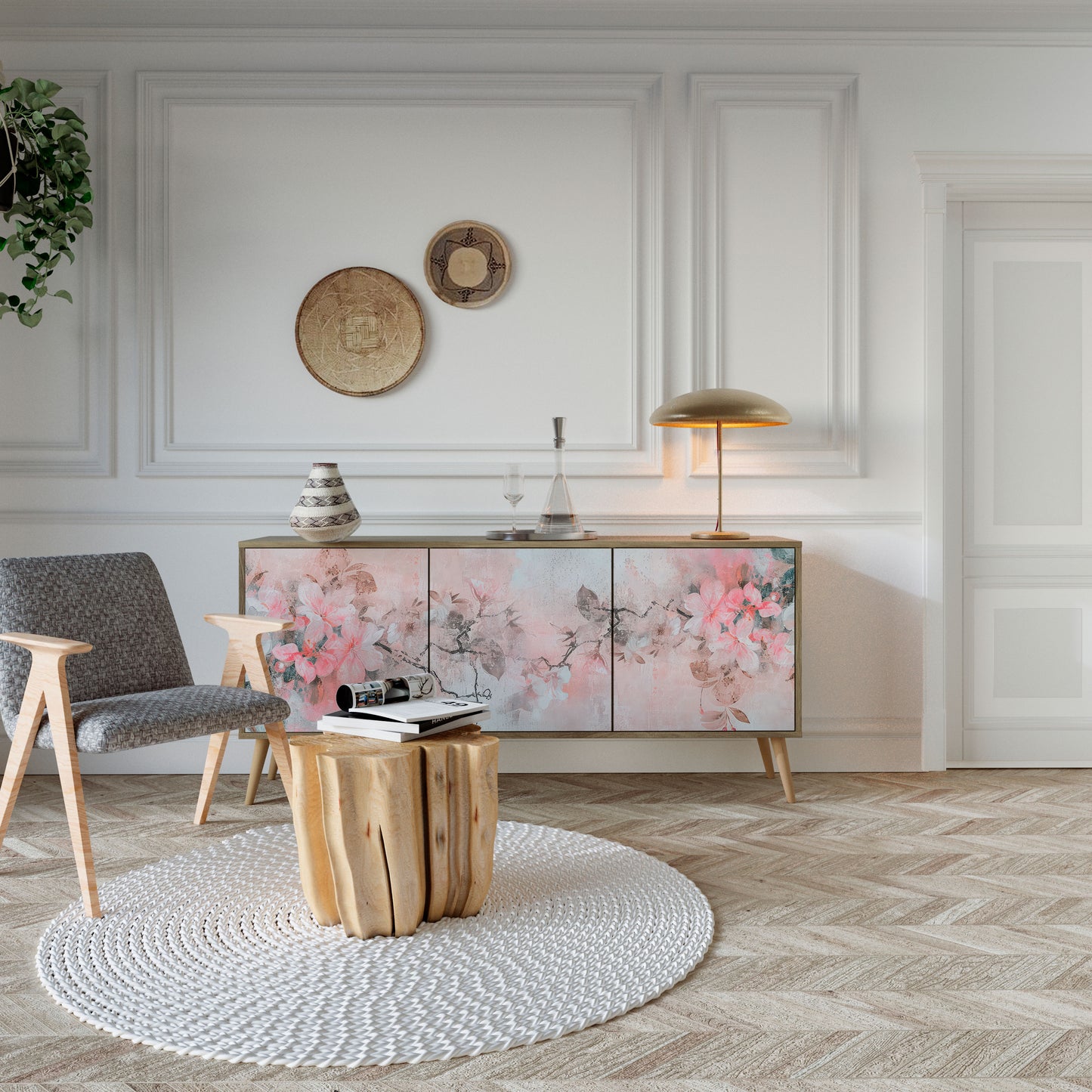 CHERRY BLOSSOM 3-Door Sideboard in Oak Effect