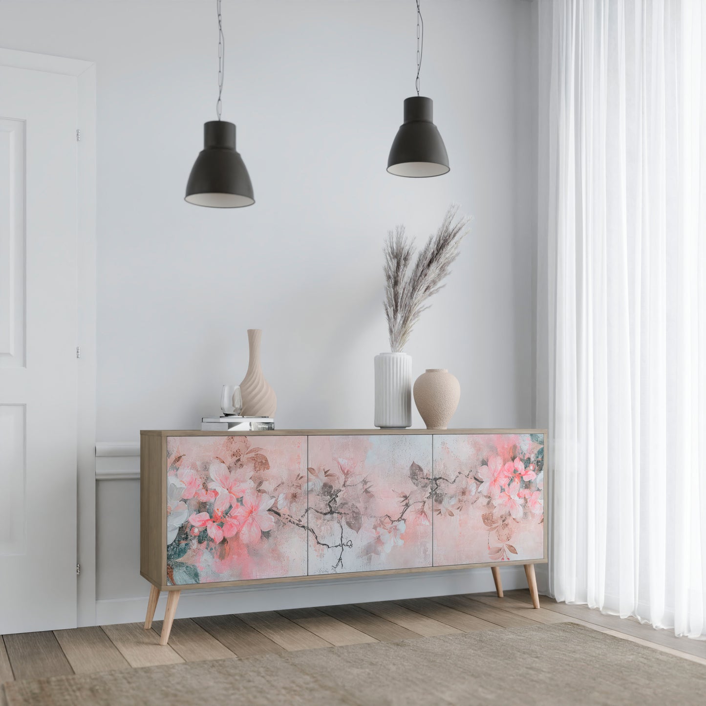 CHERRY BLOSSOM 3-Door Sideboard in Oak Effect