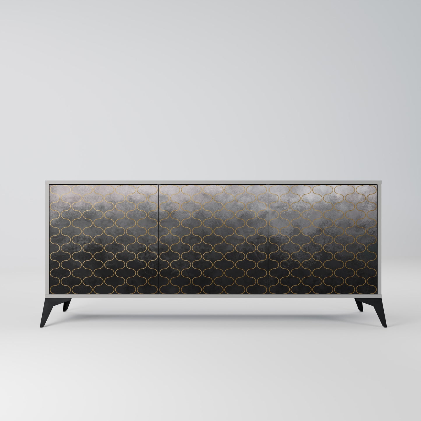 TESSELATED GRAYISH 3-Door Sideboard in Grey Finish