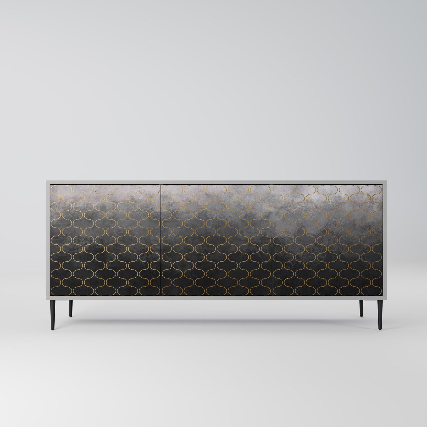 TESSELATED GRAYISH 3-Door Sideboard in Grey Finish