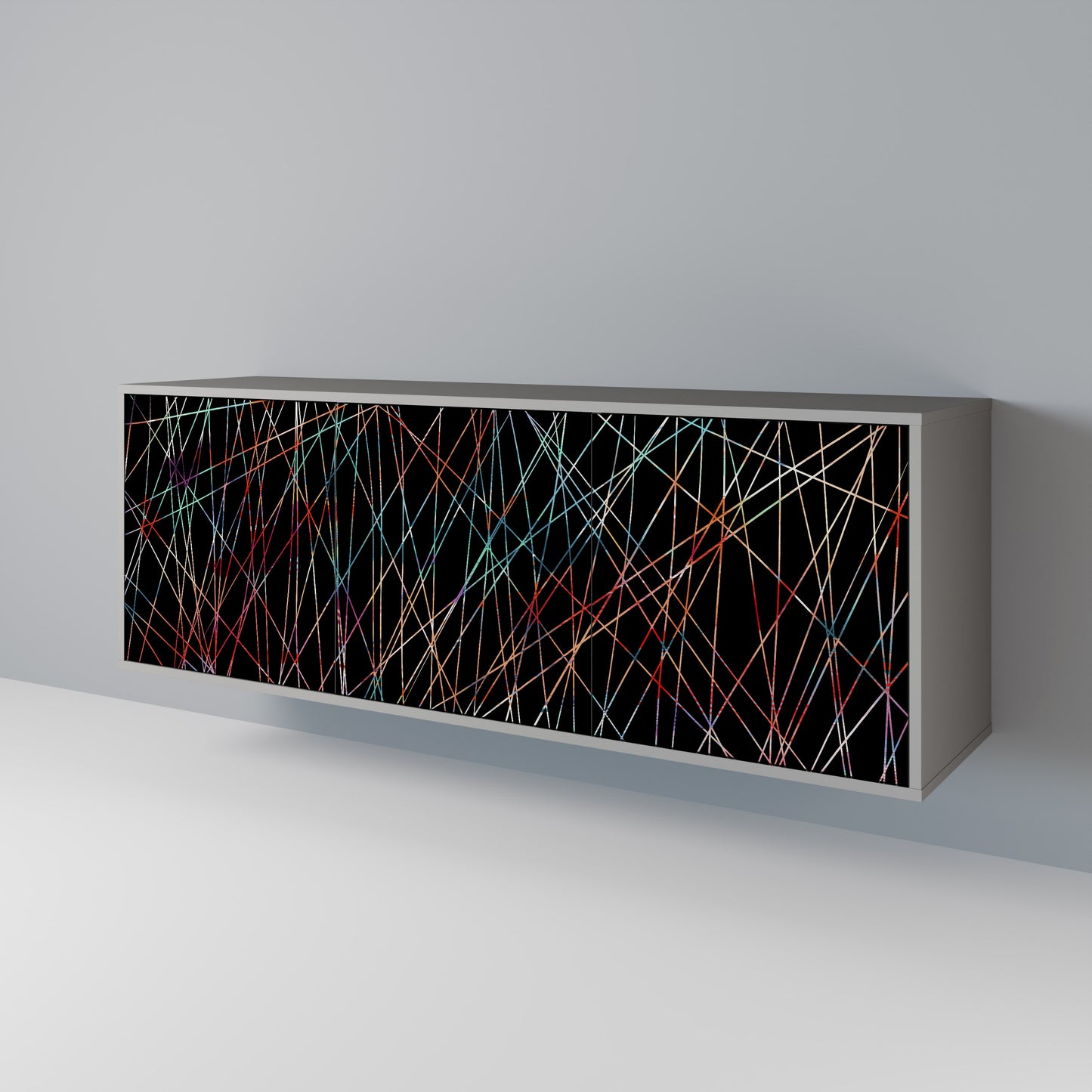 LUMINOUS SNARE 3-Door Sideboard in Grey Finish
