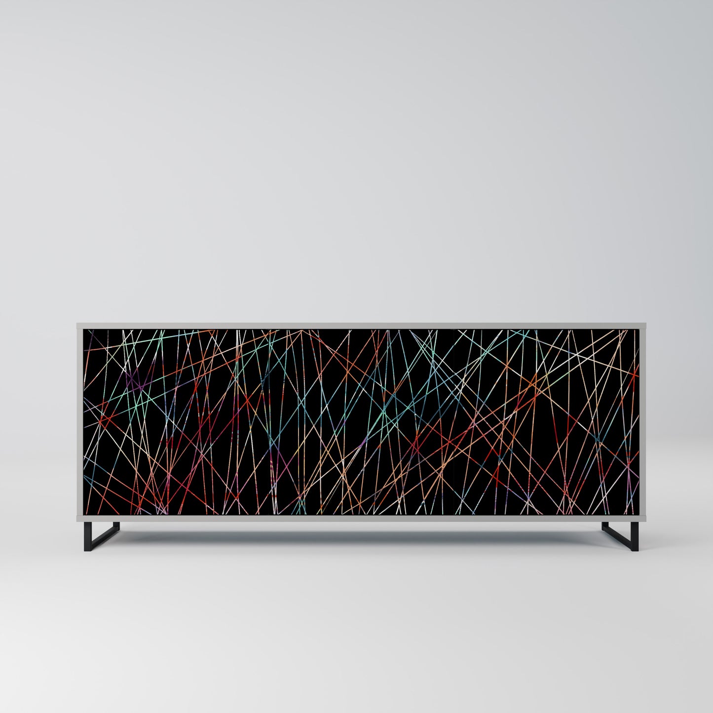 LUMINOUS SNARE 3-Door Sideboard in Grey Finish