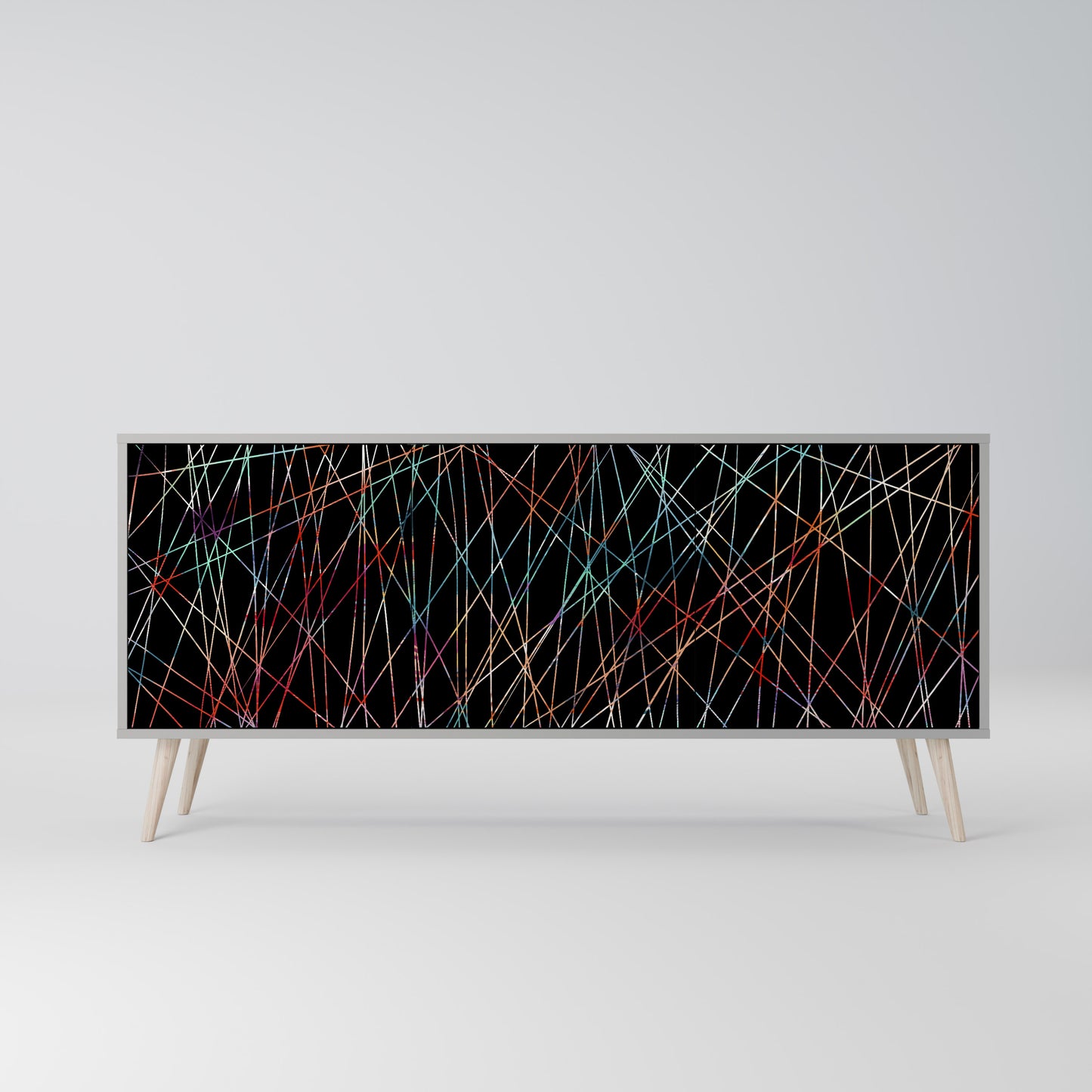 LUMINOUS SNARE 3-Door Sideboard in Grey Finish