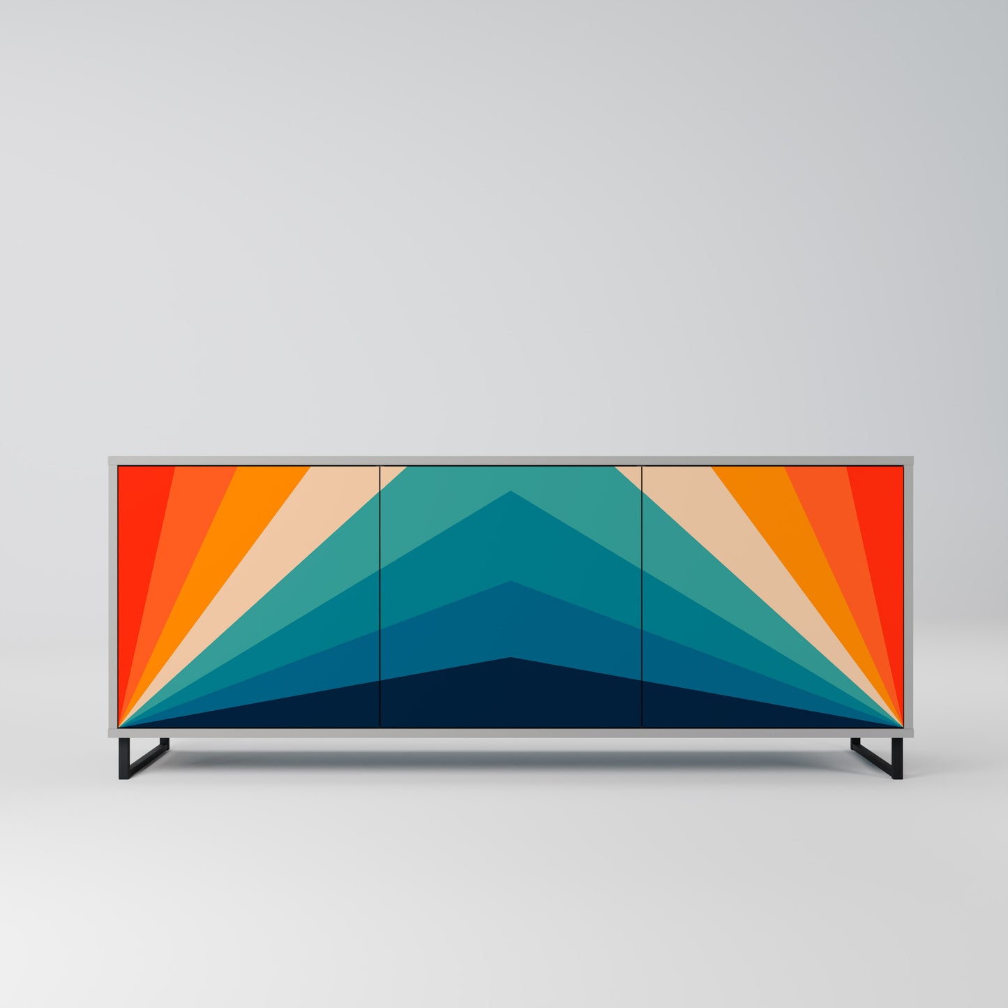 PRISM CONCUSSION 3-Door Sideboard in Grey Finish