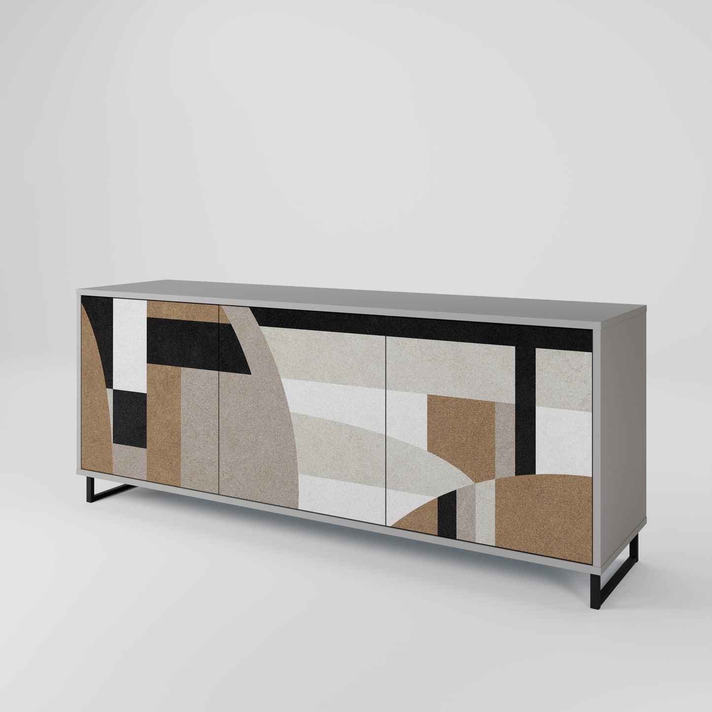 DELICATE MEMENTO 3-Door Sideboard in Grey Finish