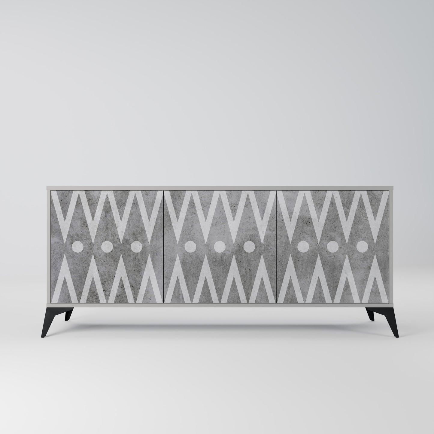 SHARP EDGES 3-Door Sideboard in Grey Finish
