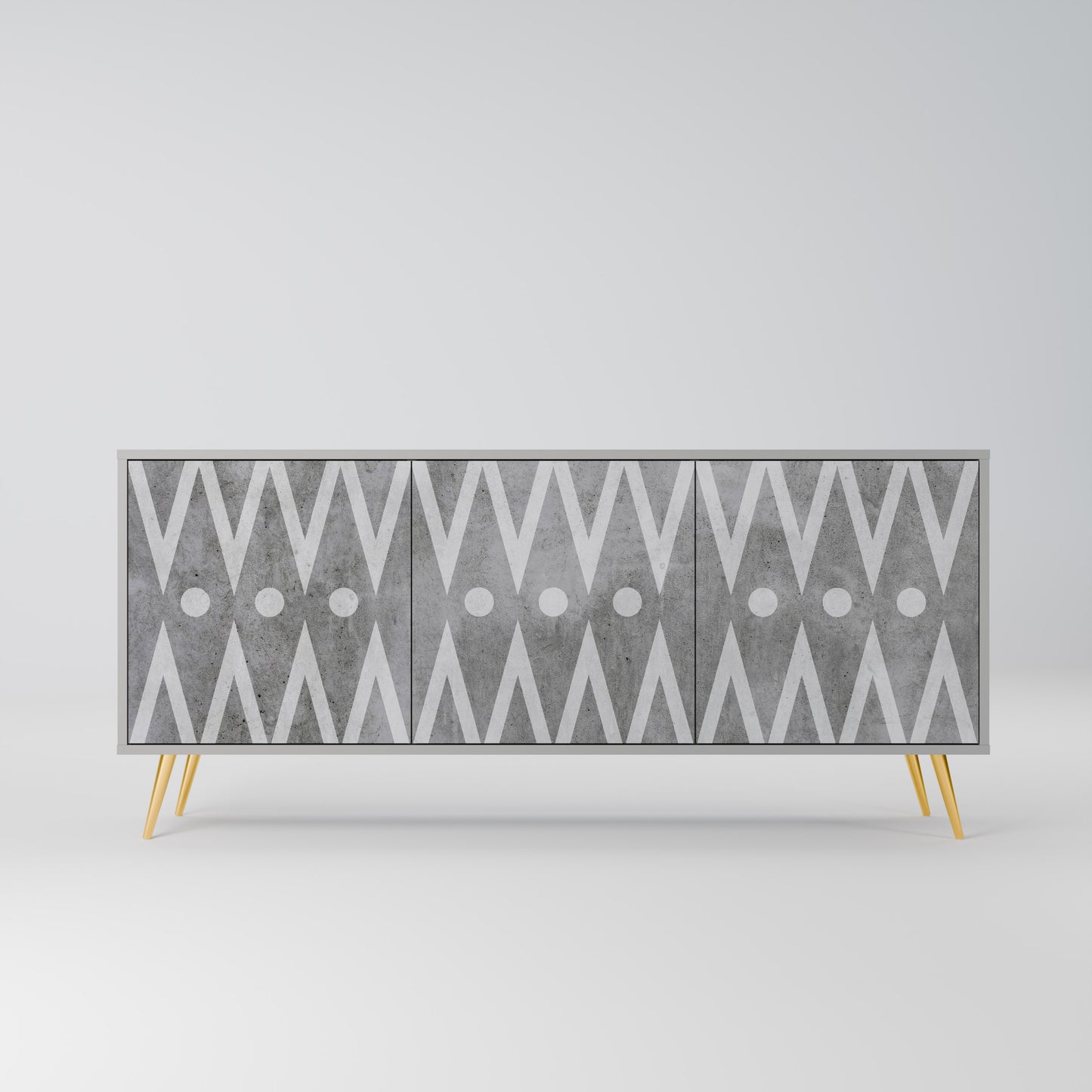 SHARP EDGES 3-Door Sideboard in Grey Finish