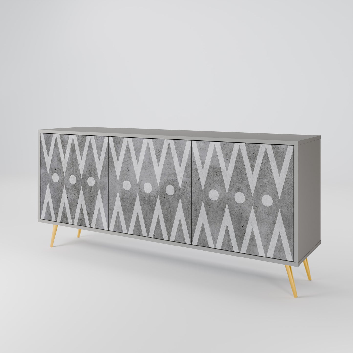 SHARP EDGES 3-Door Sideboard in Grey Finish