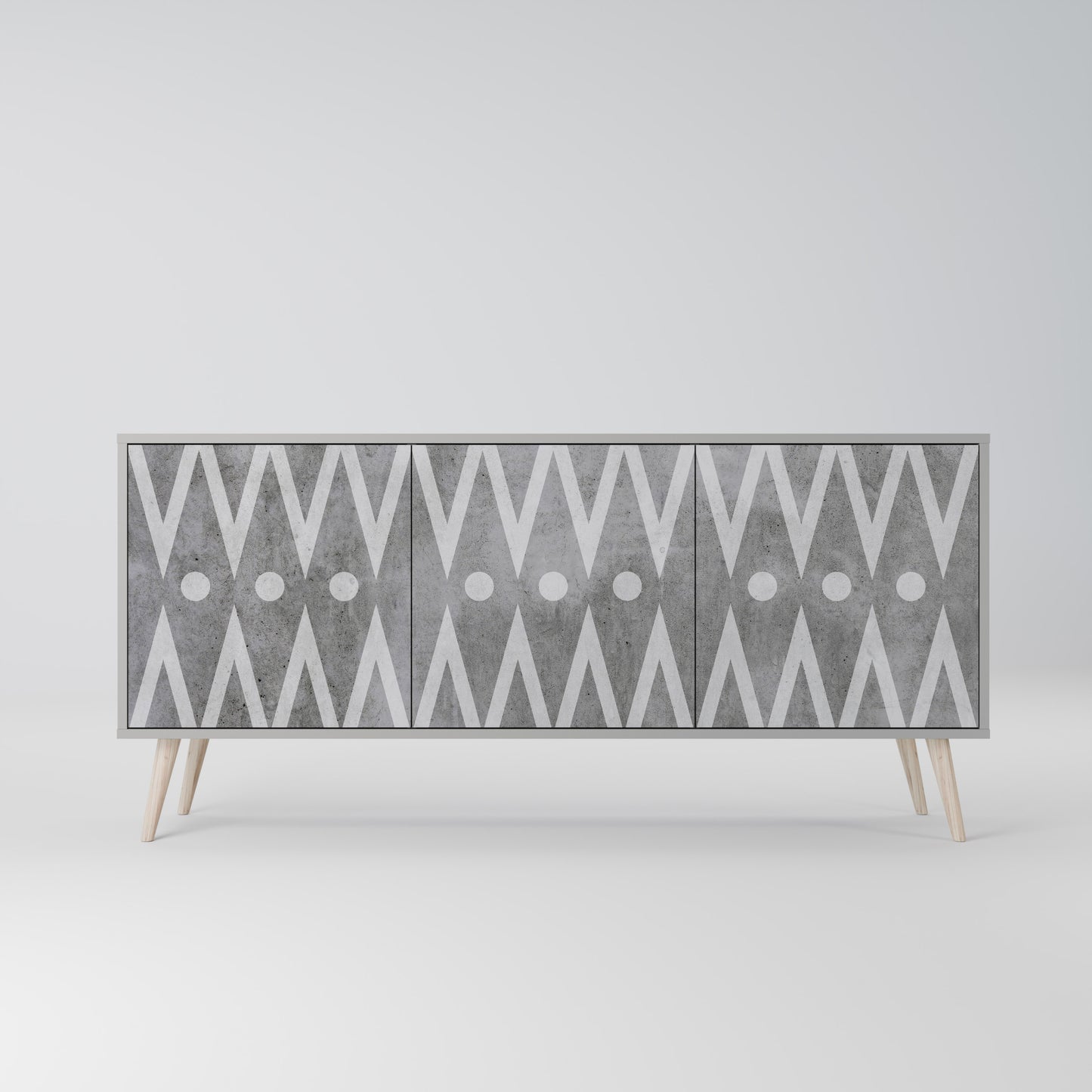 SHARP EDGES 3-Door Sideboard in Grey Finish