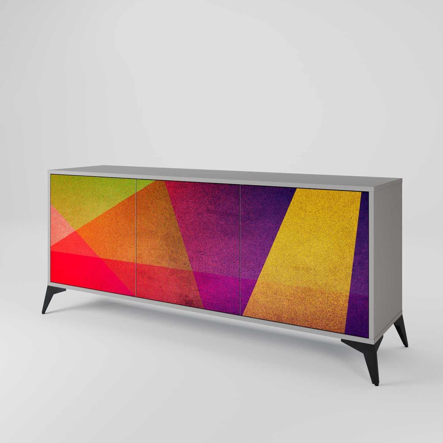 VIVID GEOMETRY 3-Door Sideboard in Grey Finish