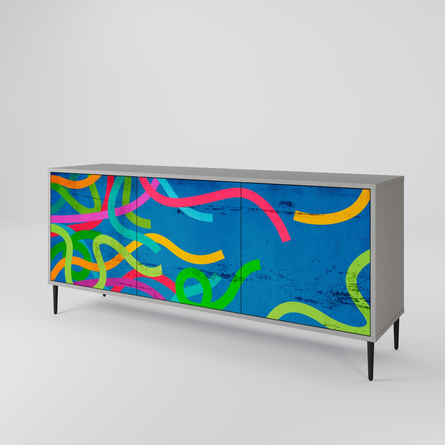 STREAMER TANGLE 3-Door Sideboard in Grey Finish