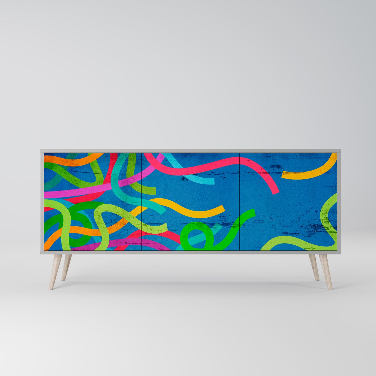 STREAMER TANGLE 3-Door Sideboard in Grey Finish