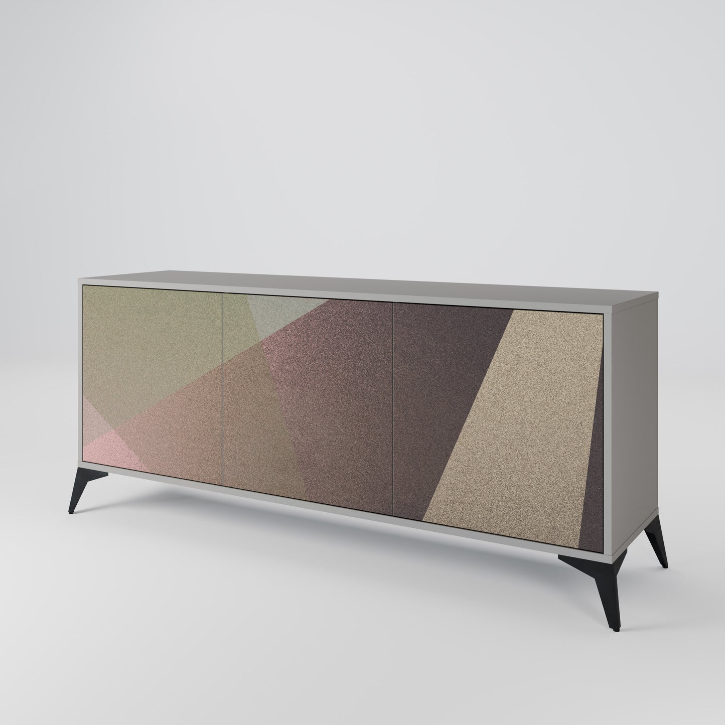 BEIGE GEOMETRY 3-Door Sideboard in Grey Finish