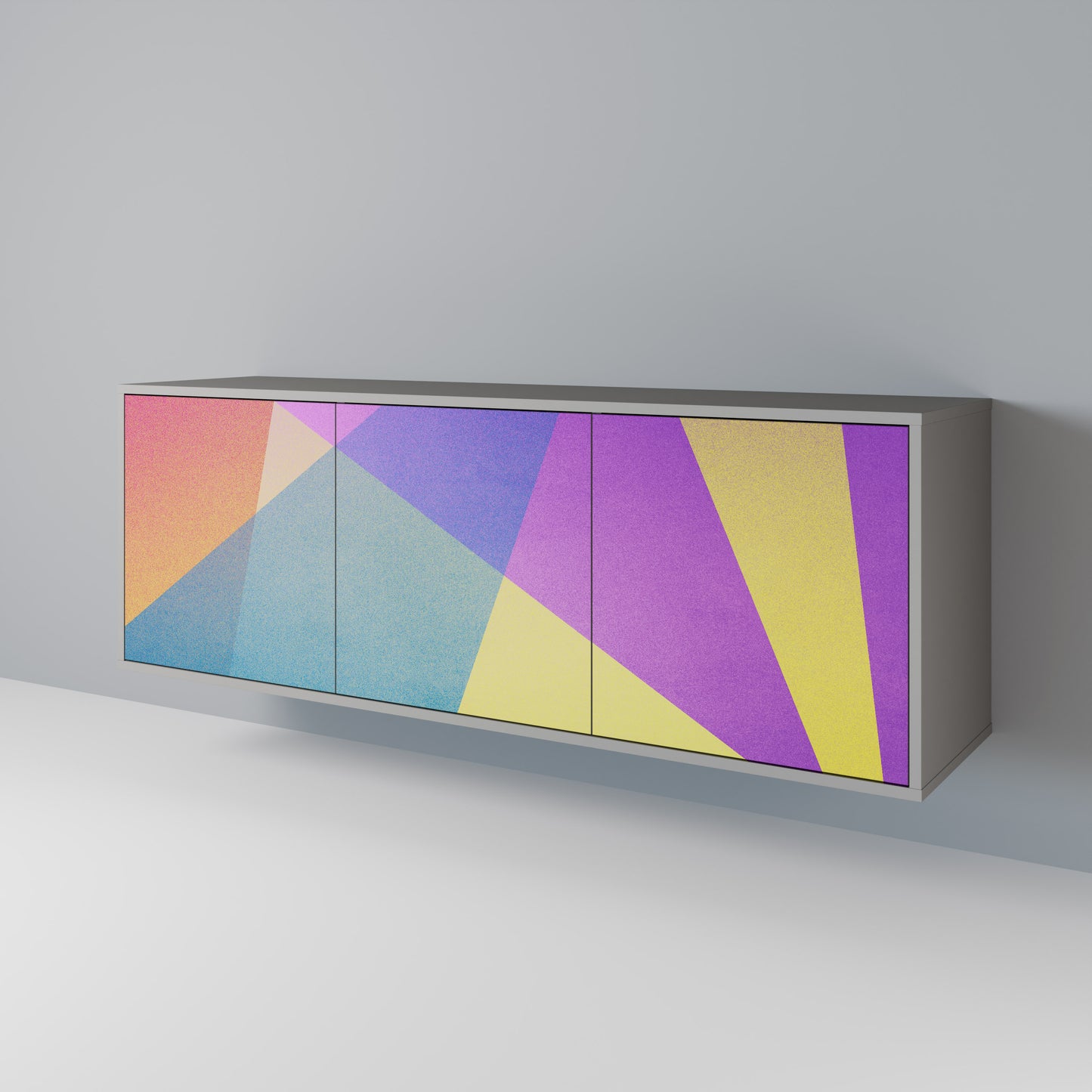 BRIGHT GEOMETRY 3-Door Sideboard in Grey Finish